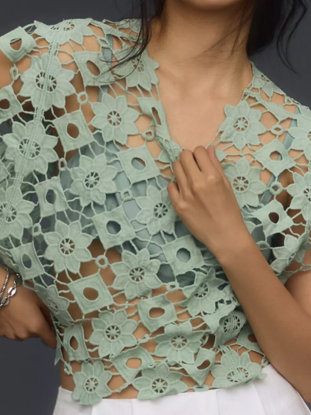 Maeve Mint Sage shell top - One Size